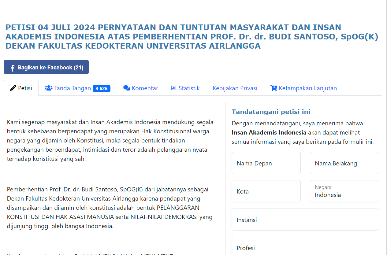 Petisi Prof Budi Santoso